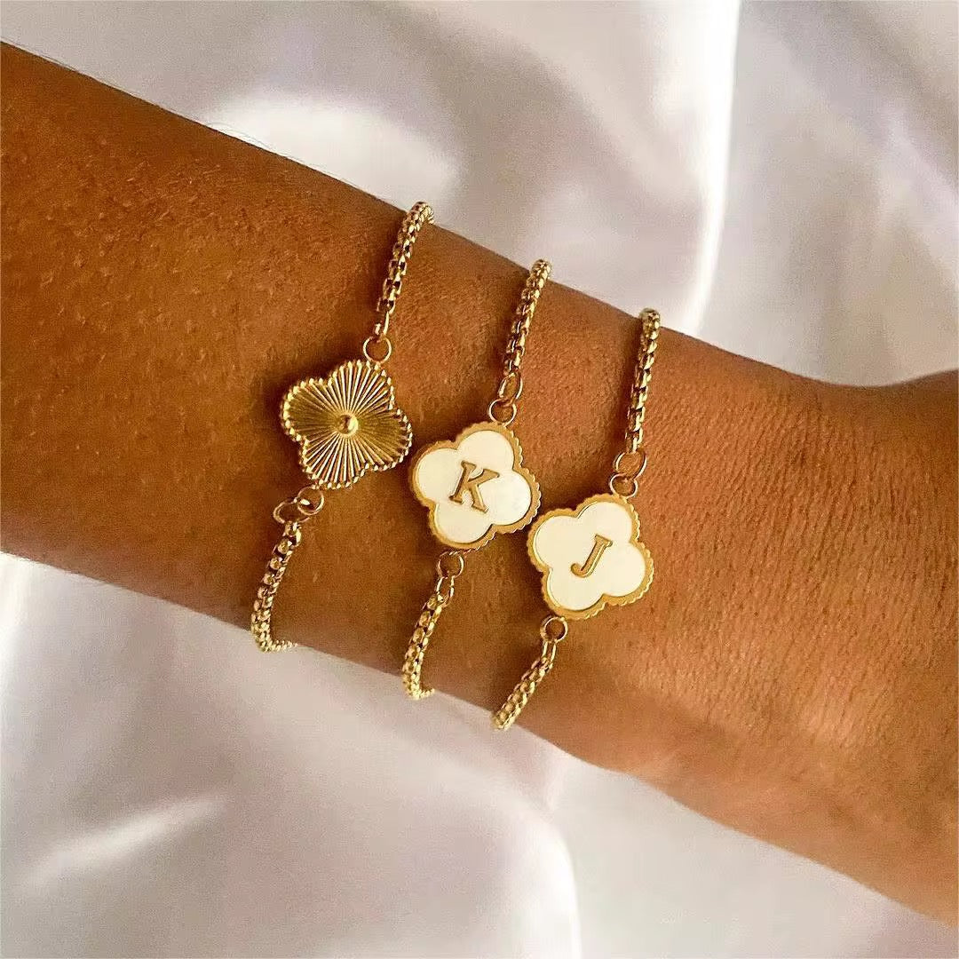 Lucky Clover Initial Armband