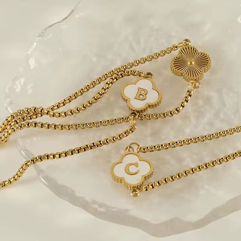 Lucky Clover Initial Armband